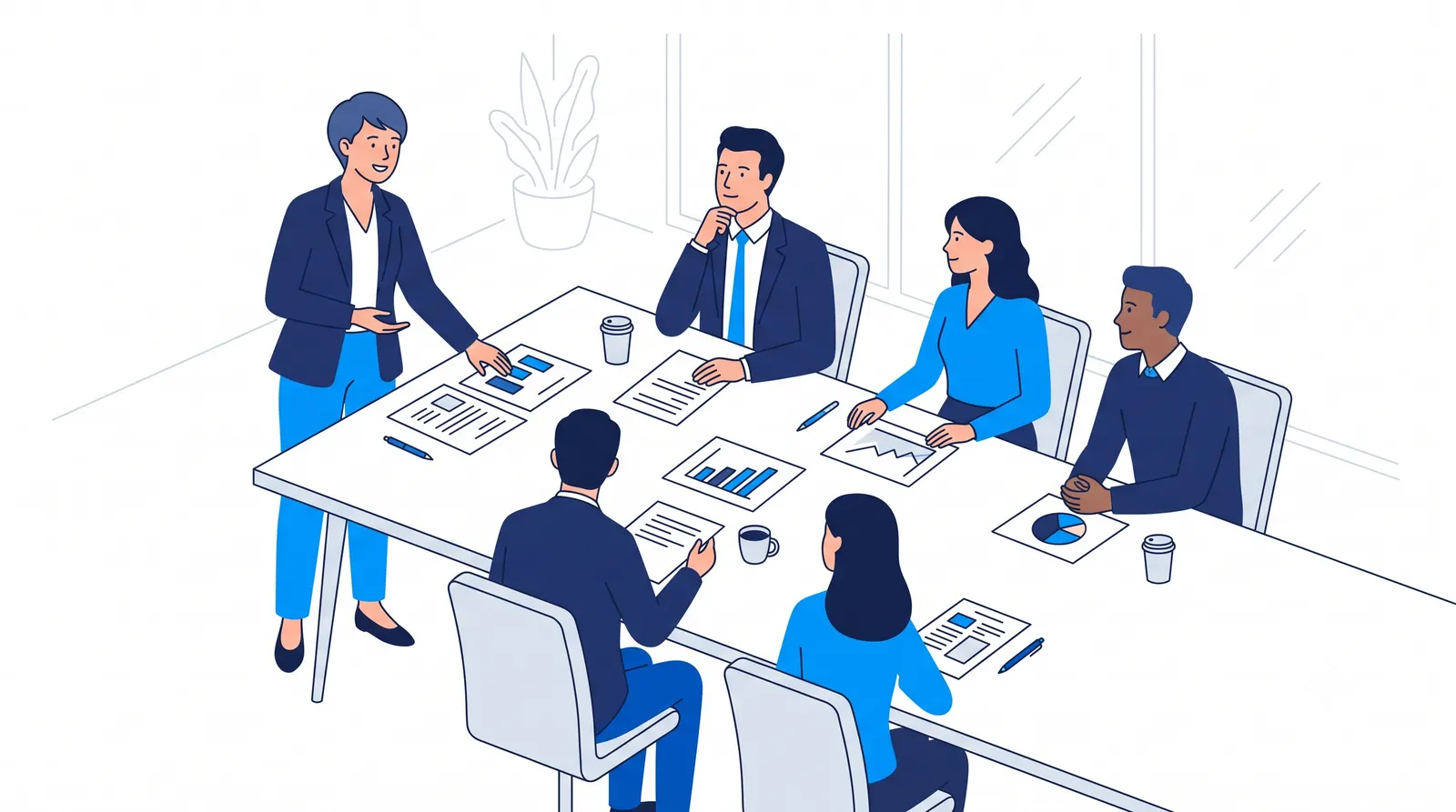A consultant presenting to a team in a meeting